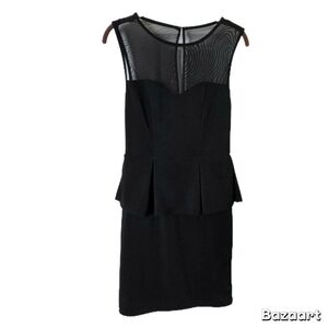 Bisou Bisou Womens Misses Little Black Sleeveless Peplum Chiffon Dress Sz 6